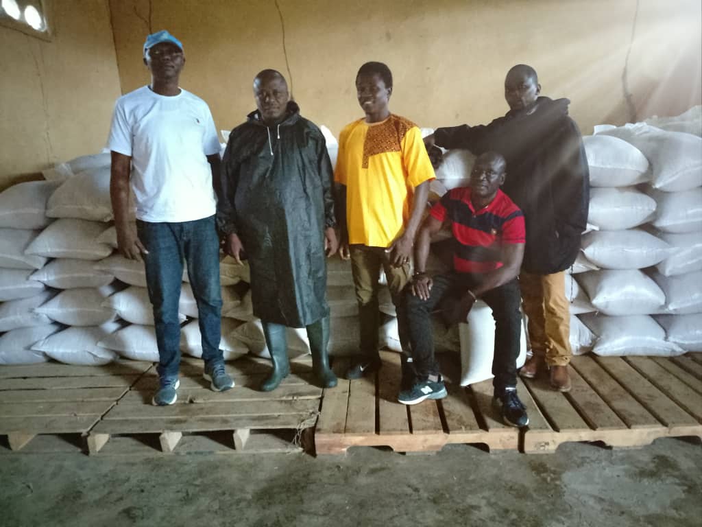 Team members in warehouse with agricultural products